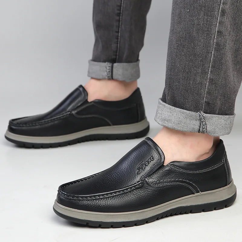 Men's High Quality Genuine Leather Loafers Handmade Men Shoes Moccasins Walking Men Flats Casual Male Work Shoes Homme Zapatos