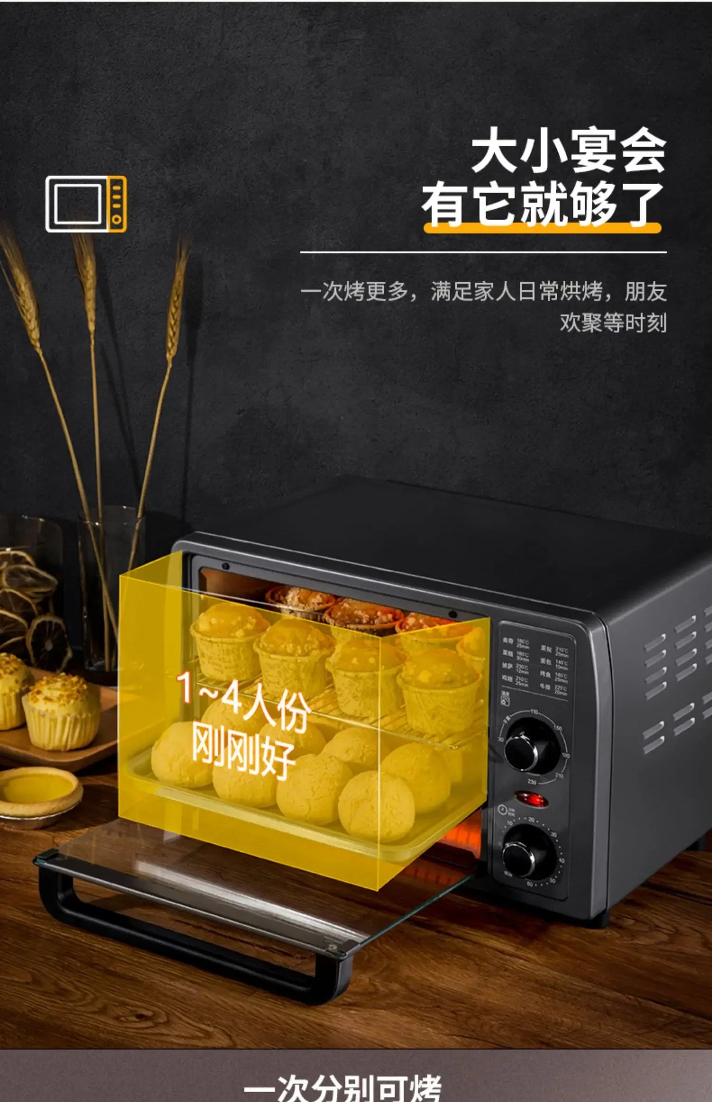 Multifunctional household electric oven 13L large capacity mini small oven low temperature fermentation timing baking cake