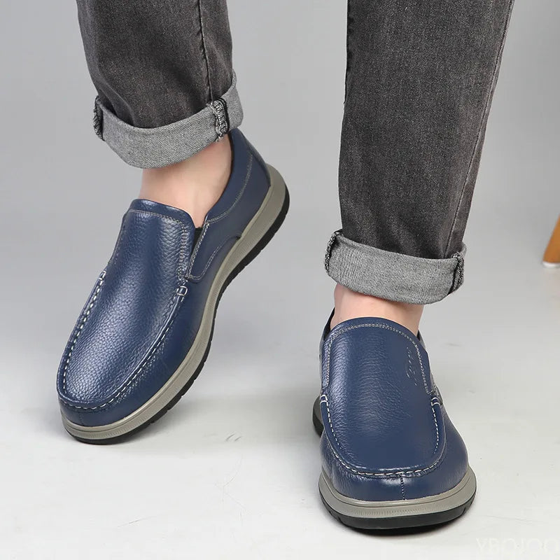 Men's High Quality Genuine Leather Loafers Handmade Men Shoes Moccasins Walking Men Flats Casual Male Work Shoes Homme Zapatos